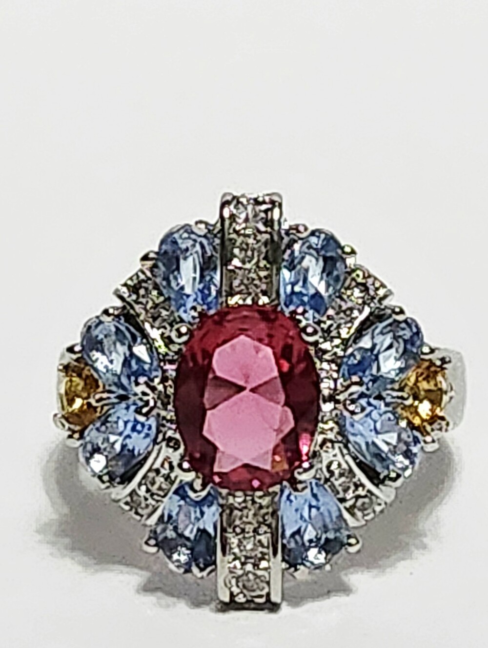 2.70 cttw Pink Topaz Tanzanite Citrine Multistone Sterling Silver Ring size 6.5 - Picture 9 of 10